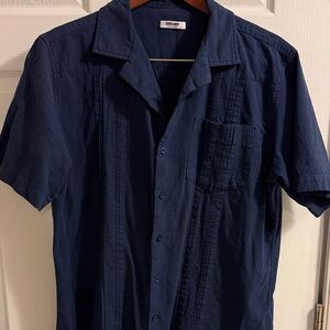 Navy Blue Men's resort wear button down Shirt L
